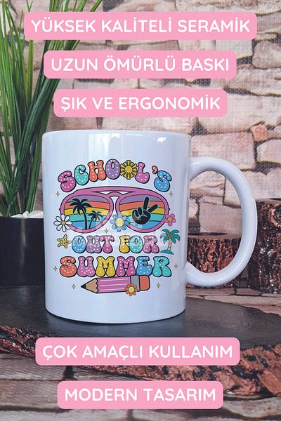 giftkonsept Schools Out for Summer Doodle Printed Gift Mug