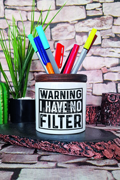 giftkonsept Avertisment Nu am filtru Suport stilou din ceramică imprimat Orga...