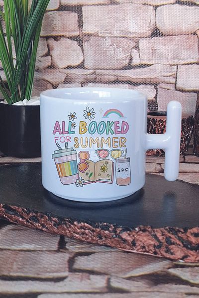 giftkonsept Beach Vibes Seaside Sand Slipper Printed t Handle Latte Cup Mug Cup