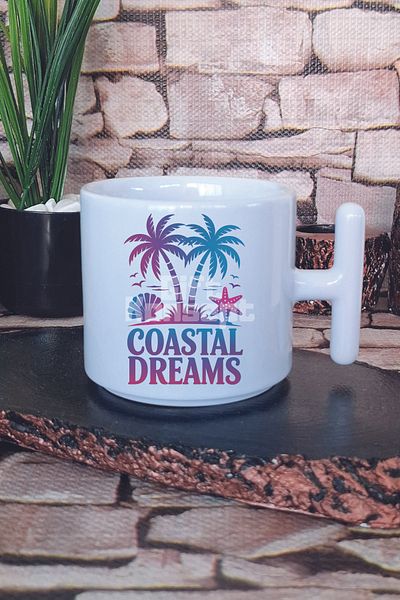 giftkonsept Coastal Dreams Printed t Handle Latte Cup Mug Cup