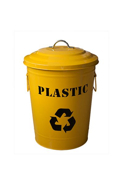 Raki Metal trash can with lid selective collection 24lt 25x31x47cm yellow