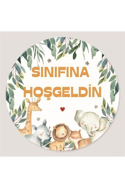 hediyeall Welcome to Class Safari Card Sticker with Round Hole Jut String School 4.5cm(200Pcs)