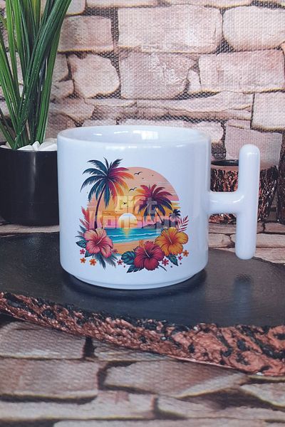 giftkonsept Sunset Printed Latte Cup Mug with t Handle