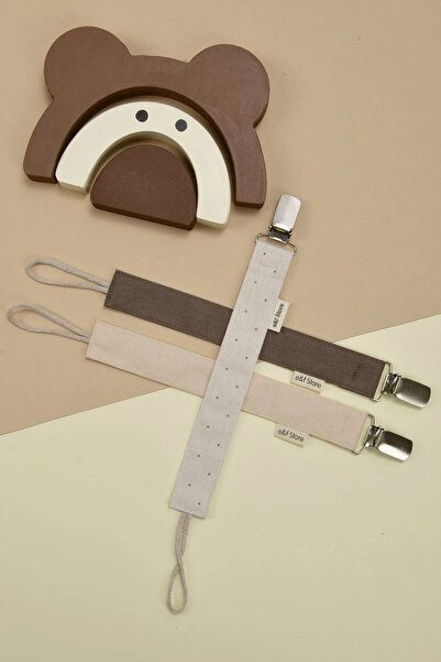 e&f Store 3'lü Emzik Askısı Seti - Bej - Kahverengi - Puantiyeli Bej | Sertif...