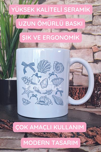 giftkonsept Seashells Ribbon Printed Gift Mug