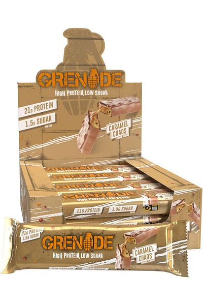 Grenade High Protein Bar, 21g Protein, Caramel Chaos, 12x60g
