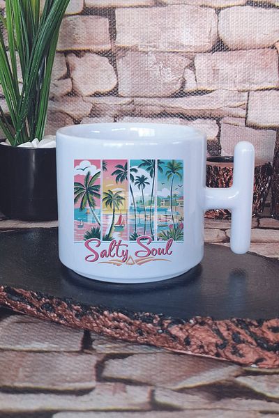 giftkonsept Life Is Better at the Beach Printed t Handle Latte Cup Mug Cup