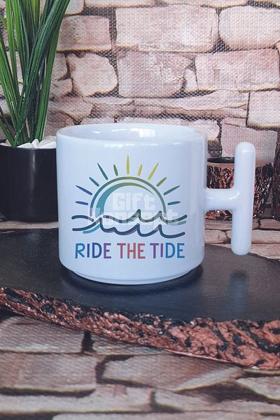 giftkonsept Ride the Tide Printed t Handle Latte Cup Mug Cup