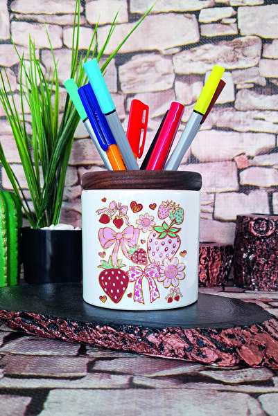 giftkonsept Frunze și panglică nr. 2 Suport pentru stilou din ceramică imprim...