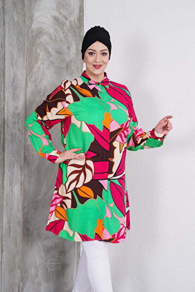 Polologin Butik قميص تونيك منقوش بأوراق الشجر الملونة