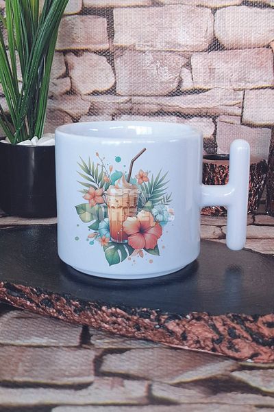 giftkonsept Summer Cocktail Printed t Handle Latte Cup Mug Cup