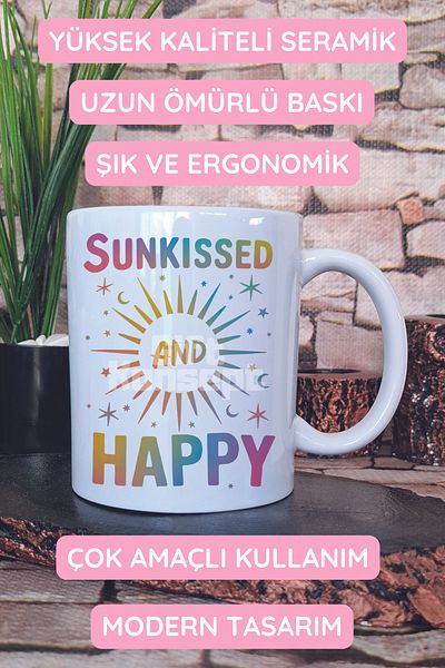 giftkonsept Sunkissed and Happy Printed Gift Mug