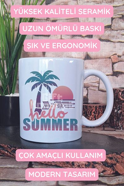 giftkonsept Hello Summer Retro Printed Gift Mug