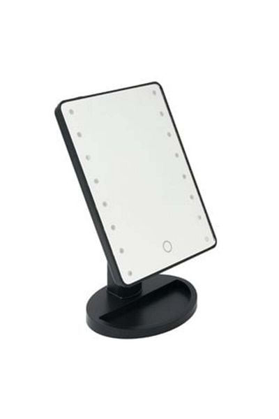 OEM Oglindă de machiaj neagră cu 16 lumini LED 17 x 27 cm
