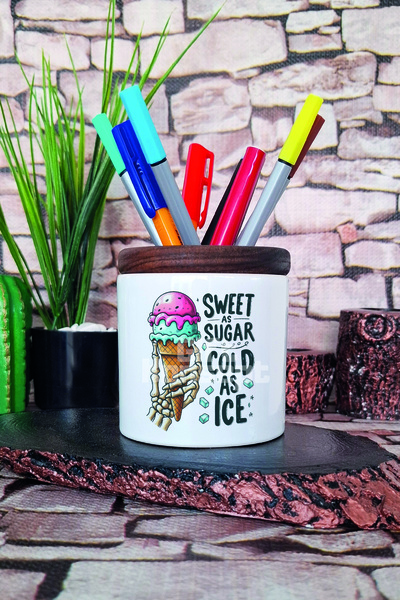 giftkonsept Sweet As Suagr Cold As Ice Suport pentru stilou din ceramică impr...