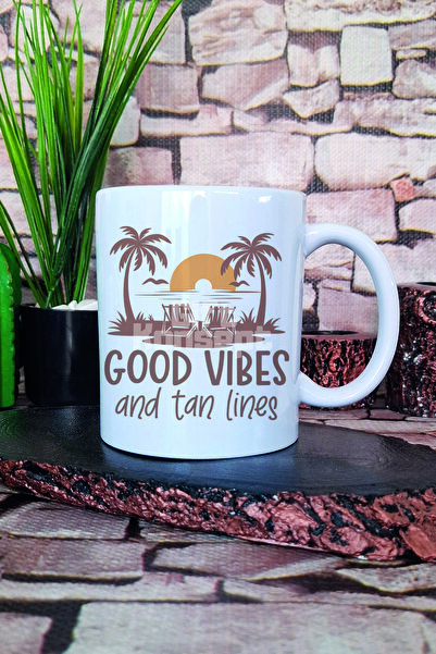giftkonsept Good Vibes and Tan Lines Printed Gift Mug