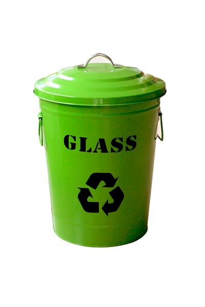 Raki Metal trash can with lid selective collection 24lt 25x31x47cm green