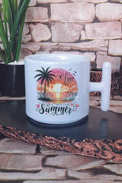 giftkonsept Love Summer Sunset Printed t Handle Latte Cup Mug Cup