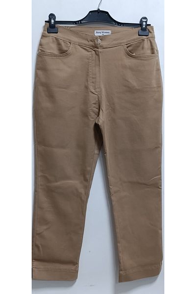 AKŞEN GİYİM Plus Size 96% Cotton Full Lycra High Waist Side Elastic Ankle-Length Gabardine Pants