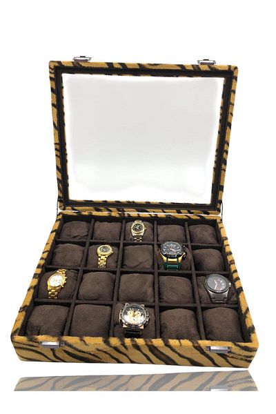 Dijital Çarşı Diji 20 Watch Box Watch Case Tiger Inside Coffee Coffee Padded