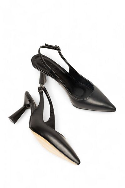 MODA İBO SHOES Black Skin 7cm Heels Stiletto