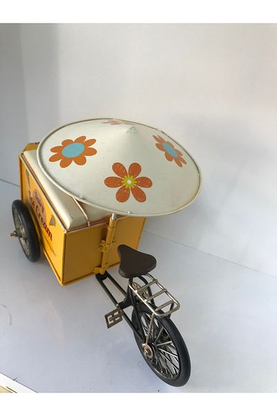 NOSTALJİM Decorative Metal Ice Cream Cart Ice Cream with Savings Bank