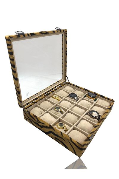 Dijital Çarşı Diji 20 Watch Box Watch Case Tiger Inside Cream Cream Padded