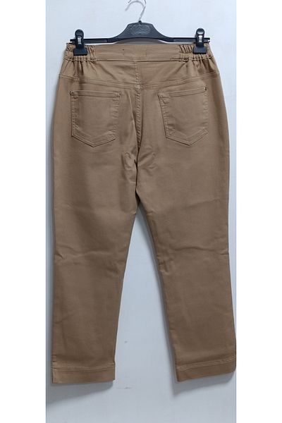 AKŞEN GİYİM Plus Size 96% Cotton Full Lycra High Waist Side Elastic Ankle-Length Gabardine Pants
