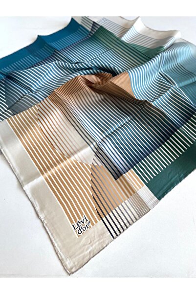 Levidor وشاح تيفيل من الحرير الخالص 49273 نمط مختلط بيج