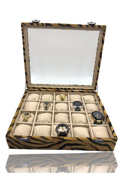 Dijital Çarşı Diji 20 Watch Box Watch Case Tiger Inside Cream Cream Padded