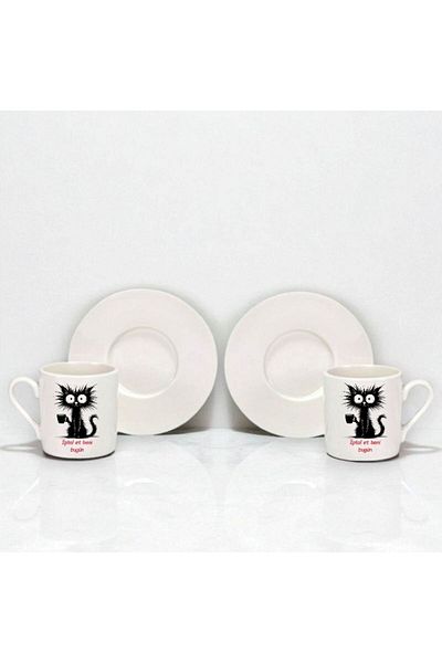 Nino Store Cancel Me Today Written Funny Cat Designed Humorous Gift Porcelain Single Turkish Coffee Cup