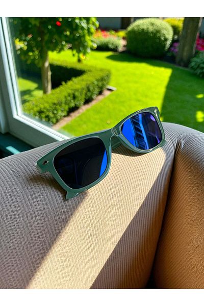 CHANCE GİFT Unisex Green Color Blue Glass Mirrored Children's Sunglasses with Uv400 Protection Rb Case over 3 Years Old