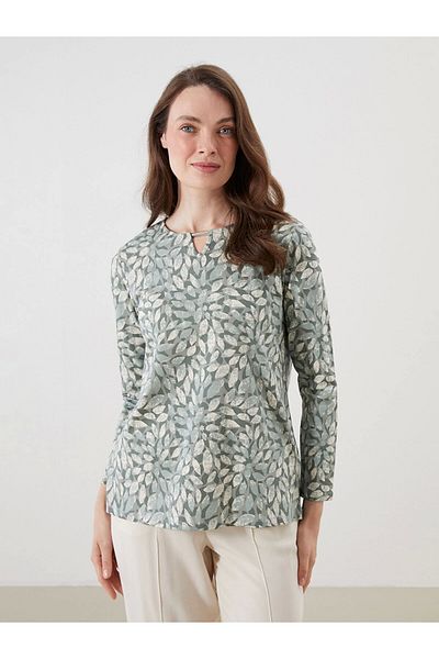 LC Waikiki Lcw grace green bicycle collar floral blouse