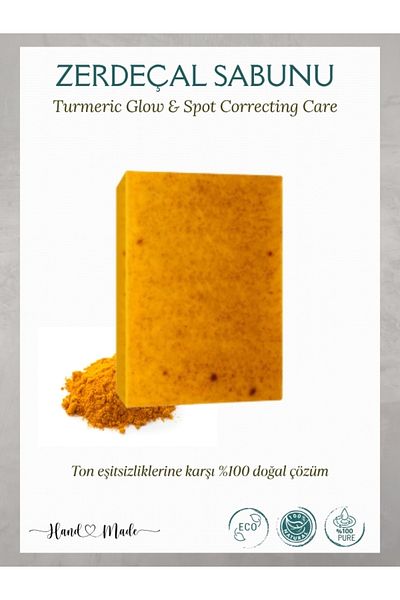 Minia Bahçe Bitki ve Sanat Atölyesi Turmeric Soap – 100% Natural Cold Production Handmade Soap, 100 Gr