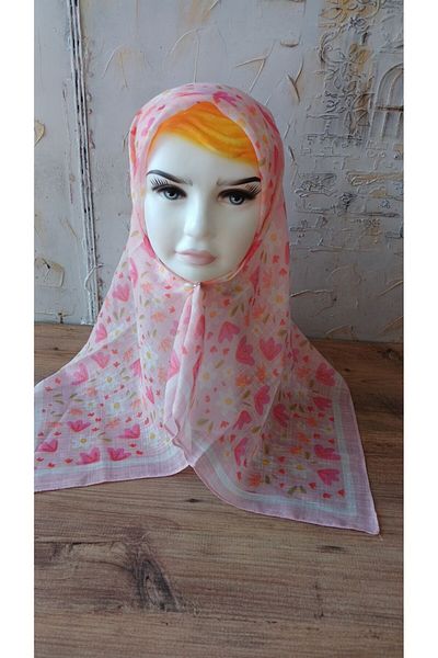 Nilbutik Girl's Pink Strawberry Themed Cotton Children's Scarf 80*80cm