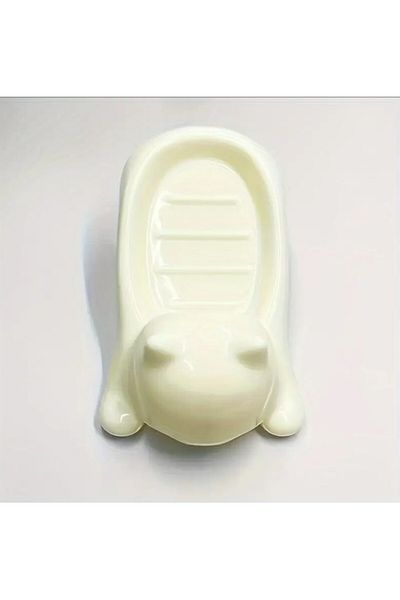 esdekor White Cute Cartoon Cat Soap Dish - Decorative Plastic Drain Soap Holder