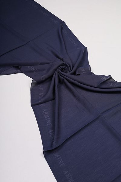 Armine Silk Cotton Shawl - Pattern-01 - Navy Blue