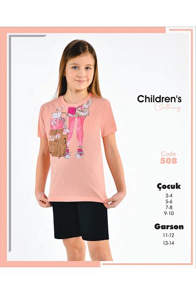 Modaley Giyim Girl's t-shirt shorts set orange