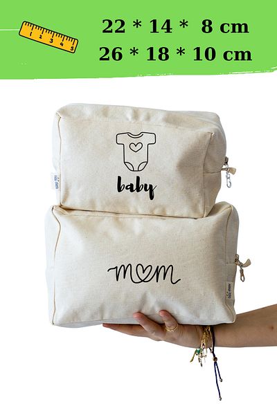 Mama Yoyo Baby&Kids حقيبة تنظيم مطبوعة للأم والطفل مكونة من قطعتين حقيبة للعناية بالطفل من المستشفى