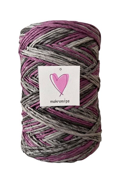 Makromİps Premium Mix Multicolor Marbled Paper String (200 Gr 390 m +-20) Natural Wicker Jute Raffia Knit Bag Supplies String
