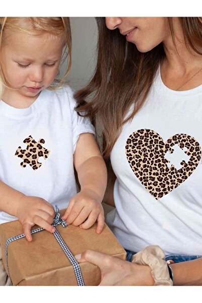 SVART WEAR Set de tricouri combinat pentru mamă și fiică tricou Puzzle cu leo...