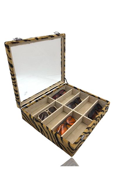 Dijital Çarşı Diji 10 Glasses Box Glasses Bag Tiger Inside Cream