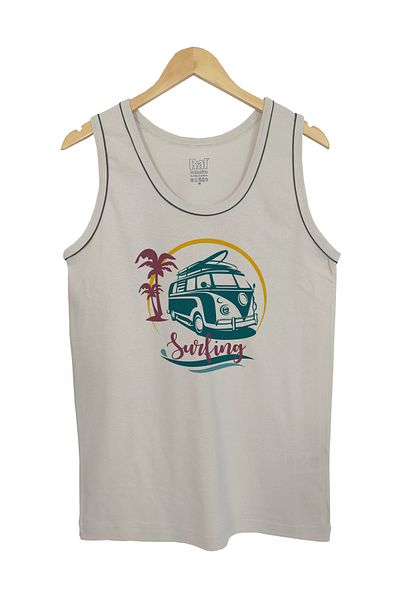 Raf Coll Ανδρικό πλεκτό μπλουζάκι με λουράκι Vosvos Surfing Digital Printed