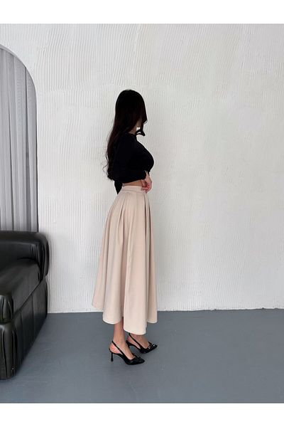 Zula Moda Χιτζάμπ Πλισέ Μακριά Φούστα – Φερμουάρ, Μη Εμφανές Ύφασμα