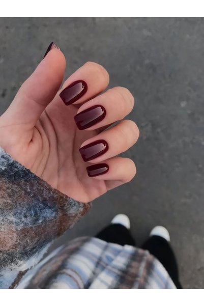 ZarDünya Bordo Küt Takma Tırnak