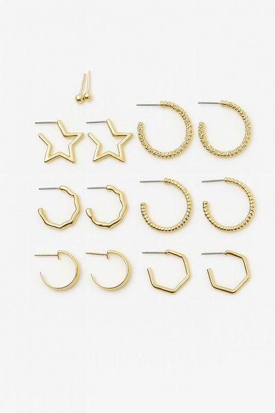 MakeWell Set of 6 Earrings with Ring Star Earrings 6 Types of Ring Models