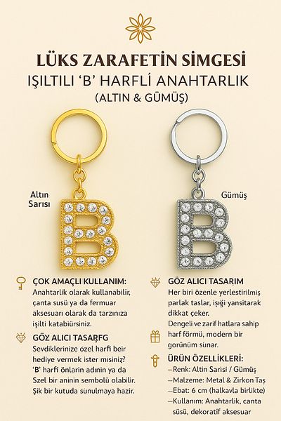 Handley Sparkling'B' Letter Keychain – a Touch of Luxury and Meaning