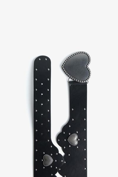 Bershka Leather effect belt with heart buckle