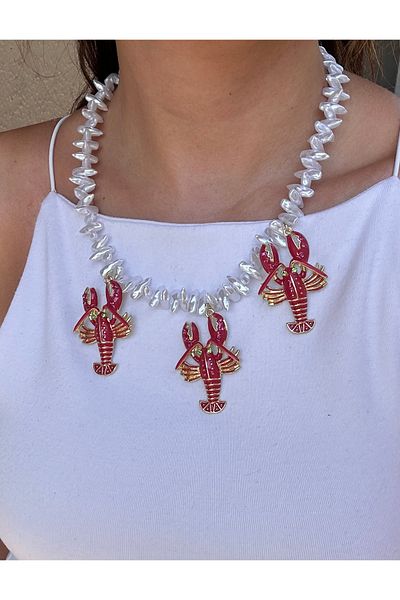 YENGEÇ Pearl Triple Lobster Necklace