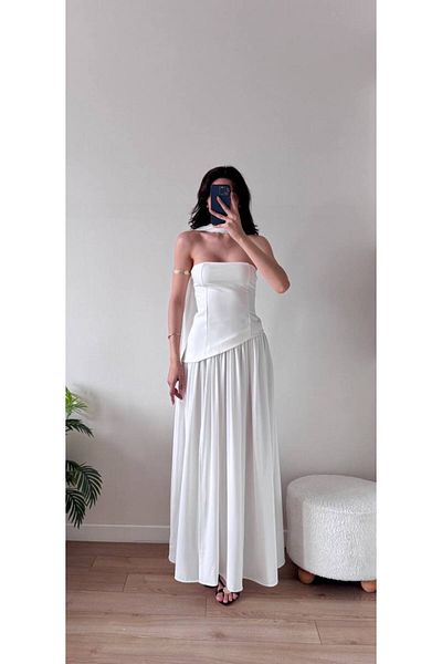 Julidress Premium φόρεμα με πλισέ σιφόν Atlas Garnish με σάλι και δεμένη φούστα στην πλάτη